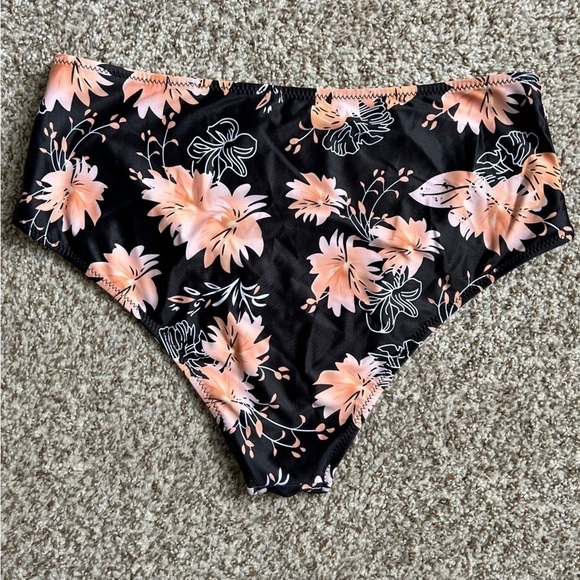 🦋 Beachsissi Black Peach Floral Swim Bottoms Beach Summer Vacation - Picture 4 of 7